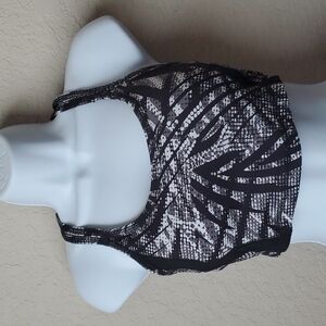 NY&CO Sports Bra Size XS with Removable Padding Black, Gray, White Print